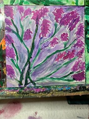 5x5 Purple Floral Canvas Art - Vibrant Lavender & Magenta Wall Accent